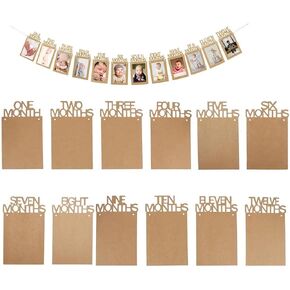 Baby 1st Birthday Photo Banner,1-12 Month First Birthday Bunting Garland Monthly Photo Banner for Baby Birthday Party Decoration