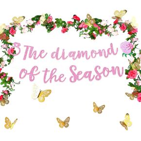 JeVenis Rose Gold Diamond of The Season Banner Tea Party Bridal Shower Decorations for High Tea Party Supplies Garden Party Bridal Shower