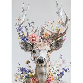 Sanjee Deer Diamond Painting Kits for Adults, Round Full Drill Diamond Dots Paintings DIY 5D Diamonds Gem Art and Crafts for Home Wall Decor 12x16inch