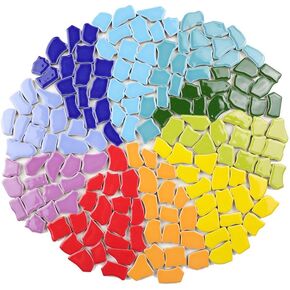بلاط الفسيفساء ملون مختلط ، 1.1 رطل - البلاط السيراميك غير المنتظم ، مثالي لصياغة DIY ، الحمام ، المطبخ ، غرفة المعيشة ، حديقة ، ديكور في الهواء الطلق (غير منتظم كبير) in Kuwait