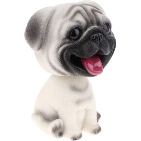 Bobble Head Dog Statue Dashboard Head Dogs Ornaments Nodding Heads Shaking Head Dog Doll for Car Vehicle Home Decoration - Pug