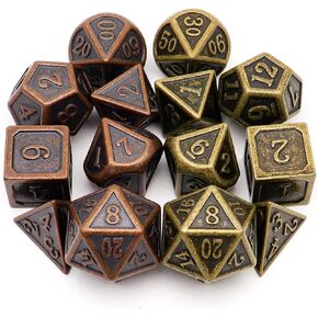 Haxtec Pirate Metal DND Dice Set D&D Dungeons and Dragons TTRPG Games (2 Pack-Antique Iron & Bronze) in Kuwait