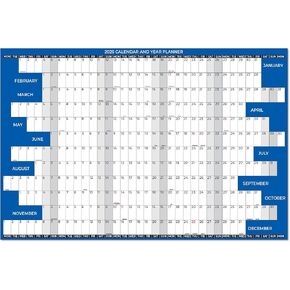 2025 Wall Calendar Large, 12 Month Annual Yearly Monthly Wall Planner, Size 24" x 36" (Navy Blue)