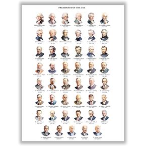CMCN Design, Presidents of the United States America Chart Poster – (12 x 16 inch ) - Historical and Current Timeline Poster, USA Presidential Portraits Posters for Classroom Educational Kids, Patriotic American Wall Art (Presidents)