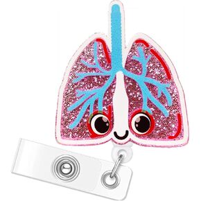 Lung Respiratory Therapist Badge Reel - Cute Pink Nurse Badge Holder Retractable with Alligator Clip for RCU RN CNA LVN LPN Nursing Student Medical Assistant ID Name Card Badge