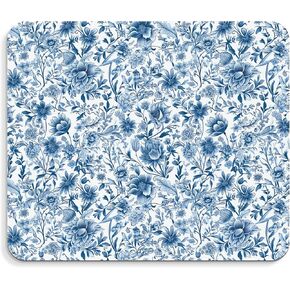 Chinoiserie Floral Mouse Pad - Blue and White Porcelain Floral Mousepad, Blue Chinoiserie Office Mouse Pads, Chinoiserie Decor, Coworker Gifts, Gifts for Employees, 9.5x8 Inches