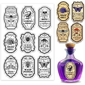 PH PandaHall Clear Stamp for Card Making, Bone Scorpion Tags Silicone Stamp Retro Spide Moth Transparent Rubber Stamp for Journal, Gift Tag, Scrapbooking, Paper Crafting Photo Albums Halloween