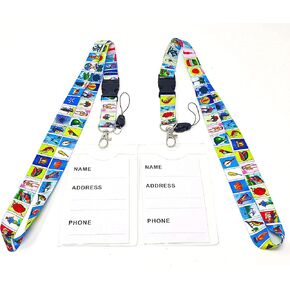 Mexican Loteria ID Badge Holder with Detachable Buckle Clip Lanyard-2 Pack. Clear I.D. Window to Store Work or School ID, Money, Credit Cards. Cute Funny Mexican Heritage Lanyard