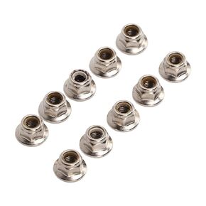 Dilwe RC Carlock Tire Nut, 10 Pcs Iron Lock Tire Nut M5 Flange Locking Lug Nuts for RC Model Car(Silver)