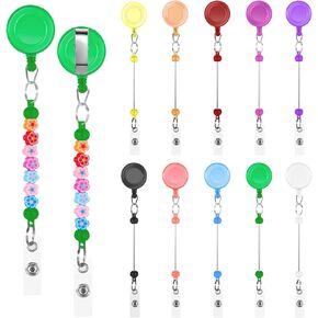 10 PCS Beadable Beadge Beads with Bar Beades Beadge Beadge Making Kits قابل للسحب اسم المعرف ، حامل مقاطع بكرة الشارة للخرز بار فارغ مع مقطع الحزام للممرضات والمدرسين والطلاب والمكتب والعمال