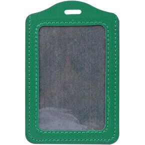 SimpleLif Soft Leather ID Badge Holder Wallet Card Pockets Safety ID Window Business Work Card Holde Vertical Type