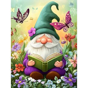 Kaliosy 5D Diamond Art Kits for Adults Gnome by Number Kits, Diamond Painting Art Butterfly DIY Full Drill Crystal Craft Cross Stitch Embroidery Decoration (12x16 inch) 30x40 cm