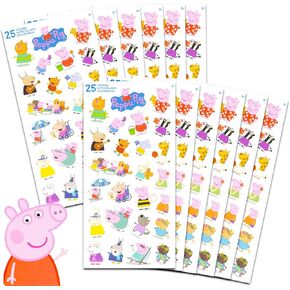 Peppa Pig Party Favors for Boys & Girls Bundle ~ 12 Pack Peppa Pig Sticker Sheets for Kids Birthday Party Goodie Bags | Peppa Pig Party Supplies