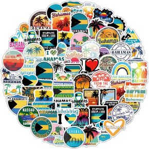 62Pcs Bahamas Stickers Pack, Aesthetic Graphic Vinyl Waterproof Sticker Decals for Water Bottle,Laptop,Phone,Skateboard,Scrapbooking,Bumper Choice for Kids Teens Adults Fans for Party Supply…