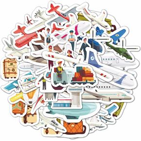 BulbaCraft 100 Pcs Airplane Stickers for Kids - Aircraft and Helicopter Stickers and Decals - Airplane Birthday, Airplane Party Supplies - Airplane Gift
