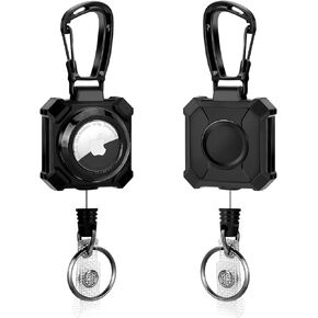 SAVORI 2-Pack AirTag Retractable Keychain, Heavy Duty Badge Reel with Airtag Holder,Badge Reel with 31.5"Wire Rope, Up To 9oz,Protective Airtag Case for Badge Holder, Keys, Luggage
