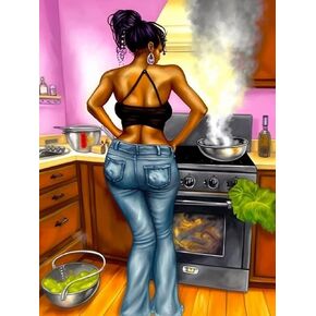 SKRYUIE 5D Diamond Art Painting Kits African Women Kitchen Life Full Drill by Number Kits, African Woman DIY Craft Paint with Diamonds Arts Embroidery Cross Stitch Decorations (12x16inch)