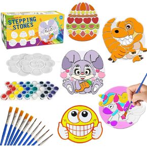 Stepping Stones Painting Kit, Paint Your Own Stepping Stones for Kids, Arts and Crafts Kits for Girls, Outdoor Easter Toys Gifts for Kids Boy and Girl Age 6, 7, 8, 9, 10+ Year Old (Easter Edition)