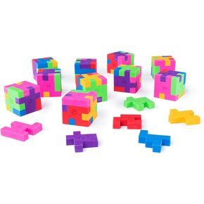 Super Z outlet 12 Pack Packtull Puzzle محو محو قلم رصاص مصغرة ، حفلات الأطفال ، حزم جائزة طلاب الفصول الدراسية ، مضايق الدماغ (Cube)