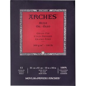 Arches Oil Pad, 12x16 inches, 12 Sheets - Professional Art Paper for Oil Paint, Acrylic, Oil Pastel