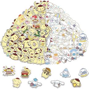 200Pcs Cinnamoroll & Pompompurin Stickers Cute Mix Cartoon Waterproof Stickers Vinyl Art Stickers.Stickers for Water Bottles,Skateboards and Notebooks, Laptop Stickers for Teens Girls Kids Adults