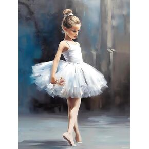 PUAGEMTI 5D Ballet Dancer Diamond Painting Kits, Woman in Ballerina Dress Art for Adults, Full Drill Round Gem Art Home Wall Decor Gifts 12x16 inch