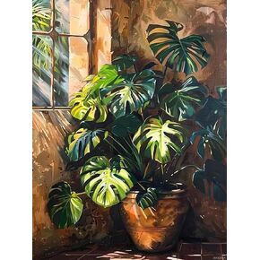 JXAVAXDE 5D Beautiful Monstera Diamond Painting Kits Monstera for Adults, Full Round Diamond Art Craft, Personalized Wall Decoration, Gift for Any Occasion 12x16 inch