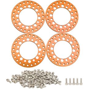 Dilwe RC Wheel Outer Rings, 4Pcs 1.9in Aluminum Wheel Rims Beadlock Rings RC Rims RC Accessories for 1/10 RC Car(Orange)