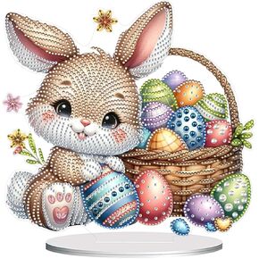 DIY Tabletop Diamond Art Painting Kit for Easter Bunny Easter Bunny Diamond Art Great Looking Rhinestone Table Decorations DIY Diamond Desk Placement Ornament