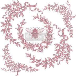 Redesign Decor Clear-Cling Stamps - French Laurels for Wall Paint Wall Art Furniture Decorative nightstand Bed Side Stand Large Vanity Table Set Makeup Vanity Dressing Table Computer Desk
