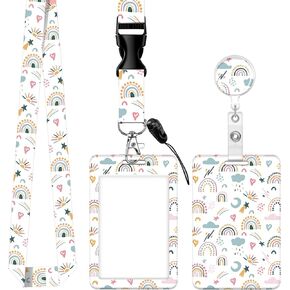 Badge Reels Retractable with Carabiner Reel Clip, ID Name Tag Work Badge Holder Belt Ferrule, Identity ID Badge Holder Cover Case for Office Work Nurse Teacher Student Gifts(Cute Daisy)