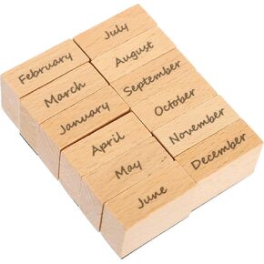 ABOOFAN Date Week Month Stamps, Calendar Planner Rubber Stamps Vintage Wooden Rubber Stamps for Card Making Scrapbooking Decoration Words Journaling DIY Album