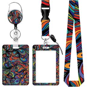 Id Badge Holder with Lanyard,Retractable Badge Holders Reels,Breakaway Lanyards for ID Badges,Cute Fashion Key Chain Keychains,Badge Clips for School Office(Cute Skull Flower)
