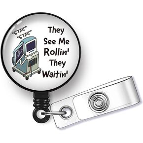 Hafhue They See Me Rollin' They Waifin?Retractable Badge Reel with Alligator Clip Funny Badge Gift for ER Nurse ICU Nurse Rapid Response Team Trauma Team Nurse Doctor Occupational Therapist