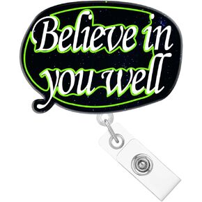 Nursing Badge Reel Retractable Funny Nurse ID Badge Holder with Alligator Clip Control Yourself Alter Your Thinking Delete Negativity Acrylic Name Badge Clip Medical Social Worker