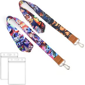 Pounchi Horror Gaming Lanyard (2 Pack) with ID Badge Holder for Keys Wallet Cool Catoon Lanyards Party Supplies Gifts for Teens Kids