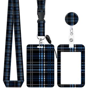 ID Badge Holder with Retractable and Detachable Lanyard, Cute Badge Reel Breakaway Lanyard with Carabiner Clip for Women, Teachers, Nurses, Students, Perfect Work and Office(Black White Cow)