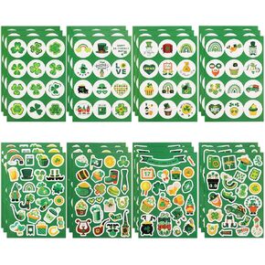 24 Sheets St. Patrick's Day Stickers, Various Styles Shamrock Stickers Labels Green Clover Stickers for Kids Irish Stickers Decals for St. Patrick's Day Decorations Craft Scrapbooking Supplies