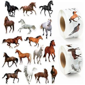 H1vojoxo 1000PCS Horse Realistic Sticker Roll, Horse Aesthetic Stickers for Water Bottle, Horse Realistic Decals for Laptop, Horse Realistic Stickers for Luggage, Skateboard, Scrapbooking
