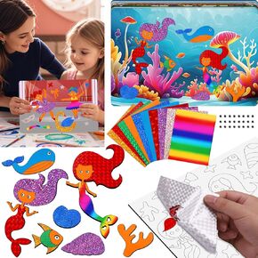 XANGNIER Foil Art Craft Kits for Kids, DIY Fun Crafting Set with Colorful Foil Stickers, Mess-Free Creative Activity for Boys & Girls Ages 4-12, Perfect Gifts for Birthdays, Holidays & Travel
