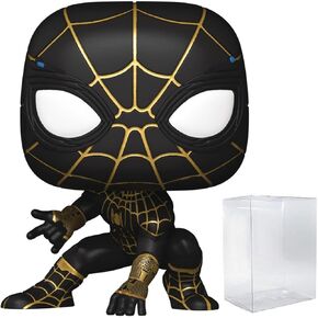 Spider-Man POP Marvel No Way Home - Spiderman in Black and Gold Suit Funko Pop! Vinyl Figure (Bundled with Compatible Pop Box Protector Case), Multicolor, 3.75 inches