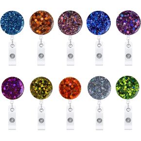 Retractable Badge Clip, 10 Pack Badge Reels Retractable for Nurses Rhinestone ID Badge Holder for Women Office School Teachers Students Doctor Volunteers