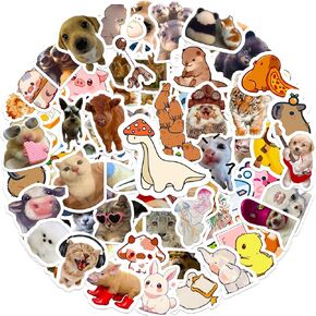 100 PCS Cute Animal Stickers Funny Vinyl Waterproof Stickers for Laptop,Guitar,Motorcycle,Bike,Skateboard,Luggage,Phone,Hydro Flask, Gift for Kids Teen Birthday Party