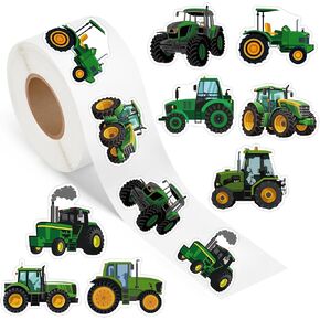 500 Pcs Tractor Stickers Roll Self Adhesive Decals Cartoon Agricultural Farm Tractor Construction Vehicle Truck Car Label for Party Supplies Decorations Water Bottle Laptop Luggage Scrapbook