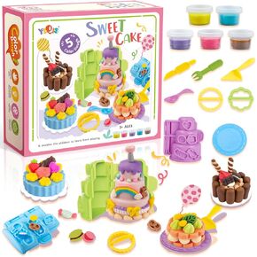 Kitchen Creations Play Food Modeling Dough Toys,21 Play Kitchen Accessories,Play Dough Set for Kids Ages 4-8, 5 Colors, Preschool Play Dough Cooking Toy for 3 Year Old Girls and Boys and Up