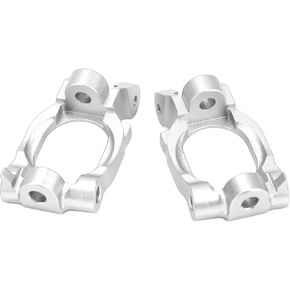 2Pcs Caster Block C Hub Aluminium Alloy High Strength for LOSI Hammer Rey Rock Rey 1/10 RC Car (Silver)