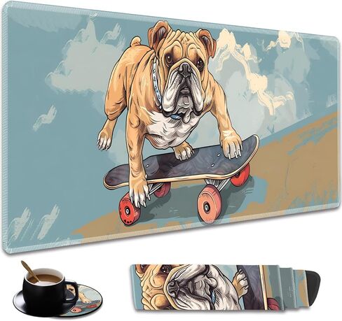 Durable Desk Mat and Coaster Stylish Set, Large Gaming Office Mouse Pad 31.5 "x 11.8", Extended Non-Slip Rubber Keyboard Pad, Laptop & Home, Psychedelic Butterfly in Kuwait