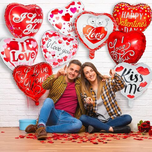 36 قطعة من بالونات القلب الأحمر ، والبالونات عيد الحب السعيد إحباط ، أحبك البالونات مايلار لزخارف الحفلة الليلية الخاصة in Kuwait