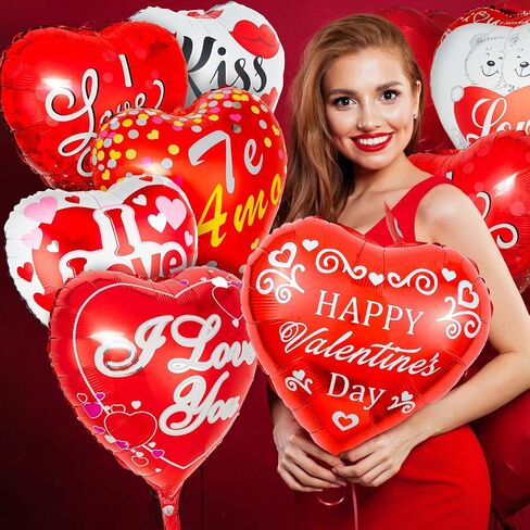 36 قطعة من بالونات القلب الأحمر ، والبالونات عيد الحب السعيد إحباط ، أحبك البالونات مايلار لزخارف الحفلة الليلية الخاصة in Kuwait