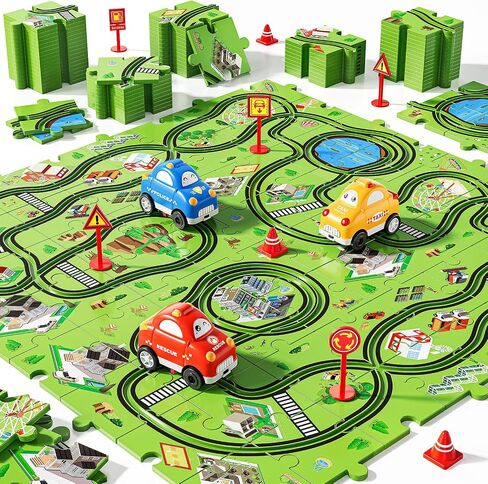 48 PCS Puzzle Track Car Set for Boys Kids 3-5, Toddler Boys Toys for 3 4 5 6 Years Old, Puzzle Race Tracks Car Toys, Birthday Gifts for Kids 3 4 5 6 7 8 Year Old Boys Girls in Saudi Arabia